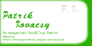 patrik kovacsy business card